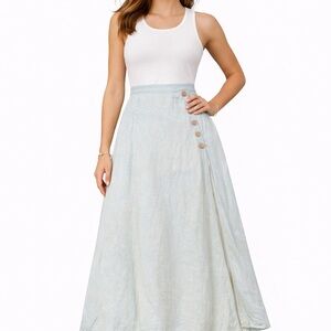 FP Movement by Free People Light Blue A-Line Skirt with Button Detail